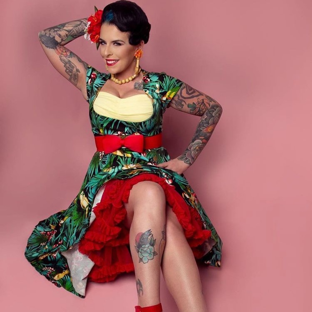 Pinup Girl Clothing Alfreda Parrot Dress- Small